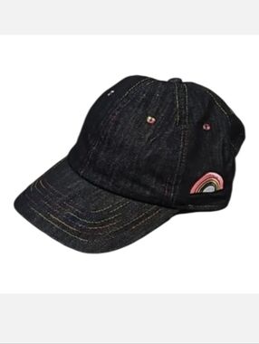 Black Denim Baseball Cap with Pink Rainbow Patch